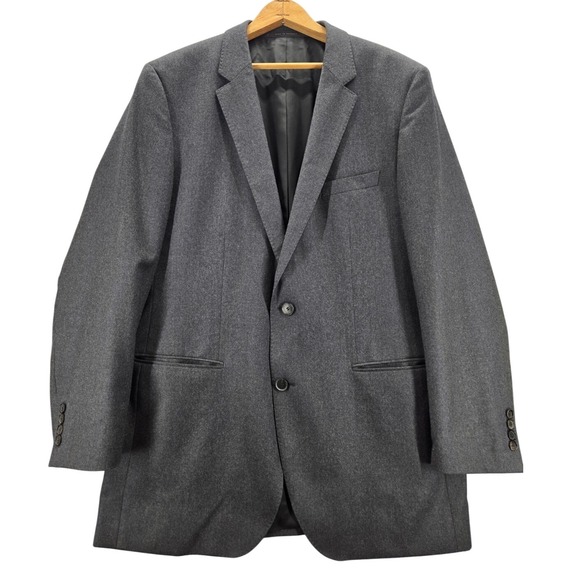 Hugo Boss Lanificio Tesse Bella Italy Dual Vent Gray‎ Blazer Super Jacket 44L